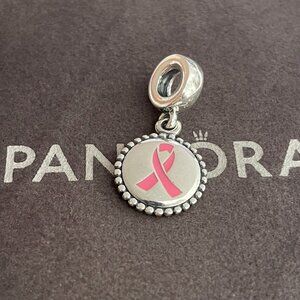 Pandora Pink Breast Cancer Survivor Oval Charm Bead 925 Sterling Silver Jewelry